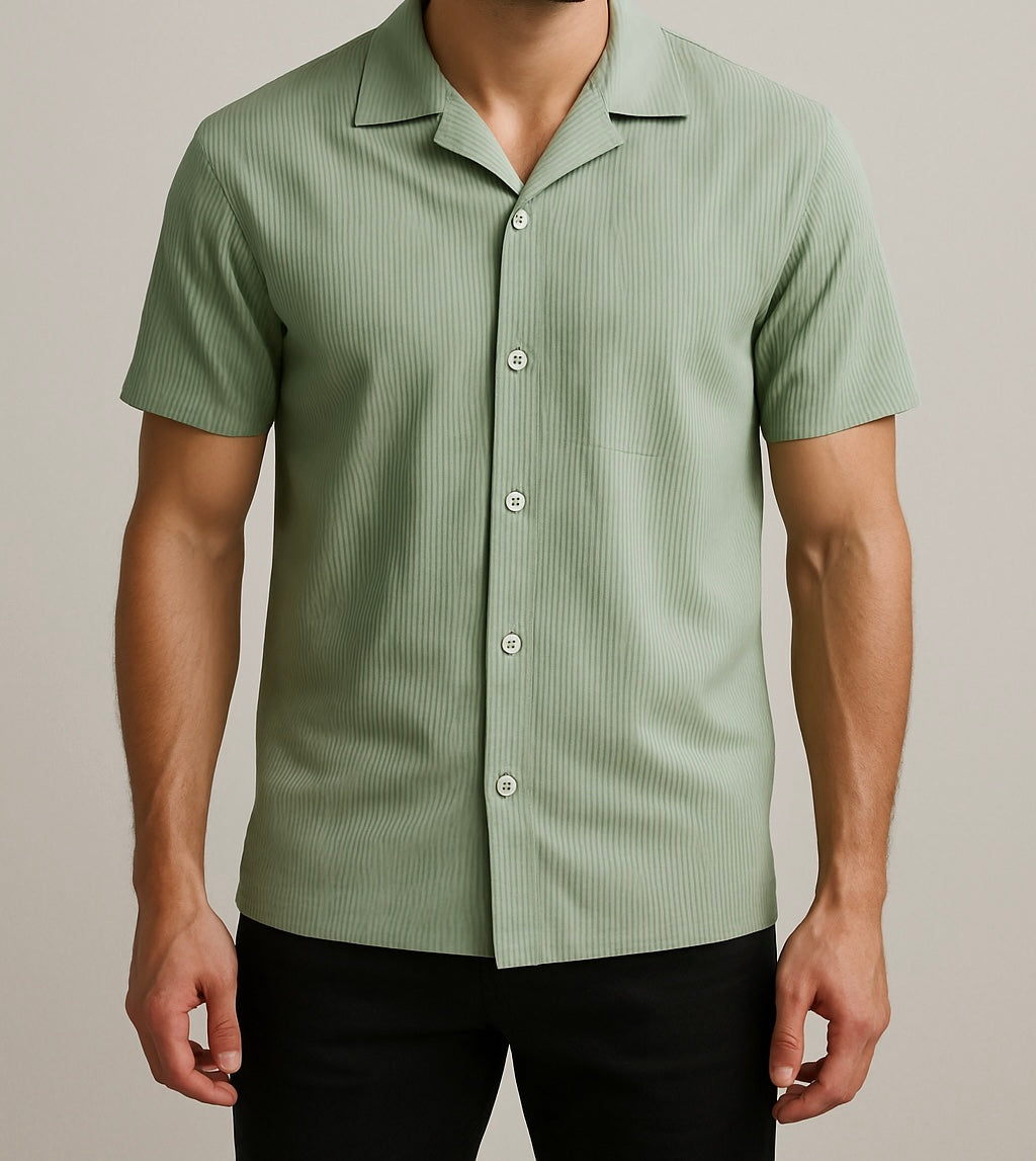 Ribbed Button-Up Blouse